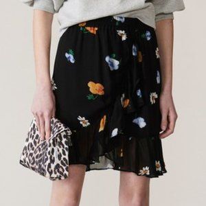 GANNI Dainty Georgette Mini Skirt In Black Size 34